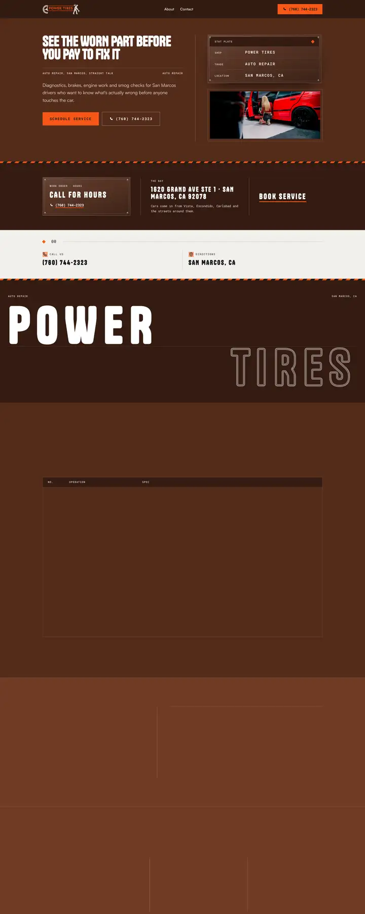 Free preview of a website for Power Tires, built by Ready StoreFront (not affiliated)