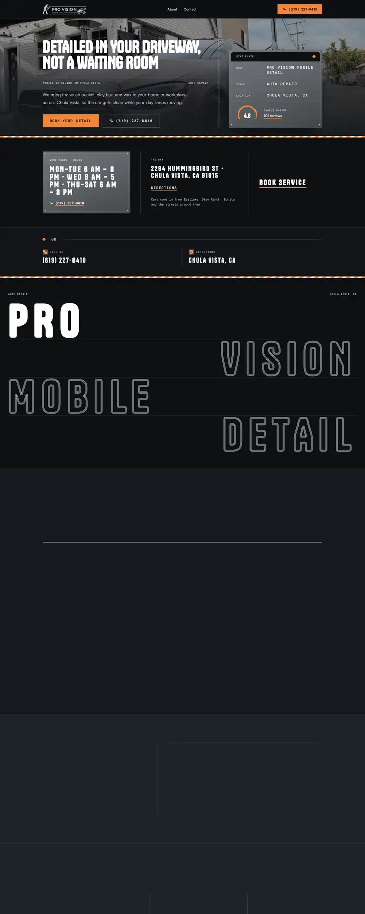 Free preview of a website for Pro Vision Mobile Detail, built by Ready StoreFront (not affiliated)
