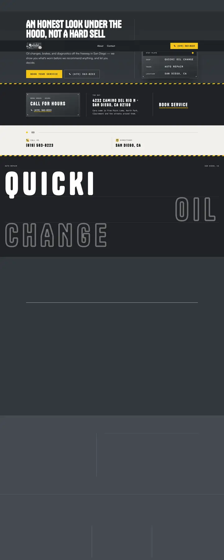 Free preview of a website for Quicki Oil Change, built by Ready StoreFront (not affiliated)