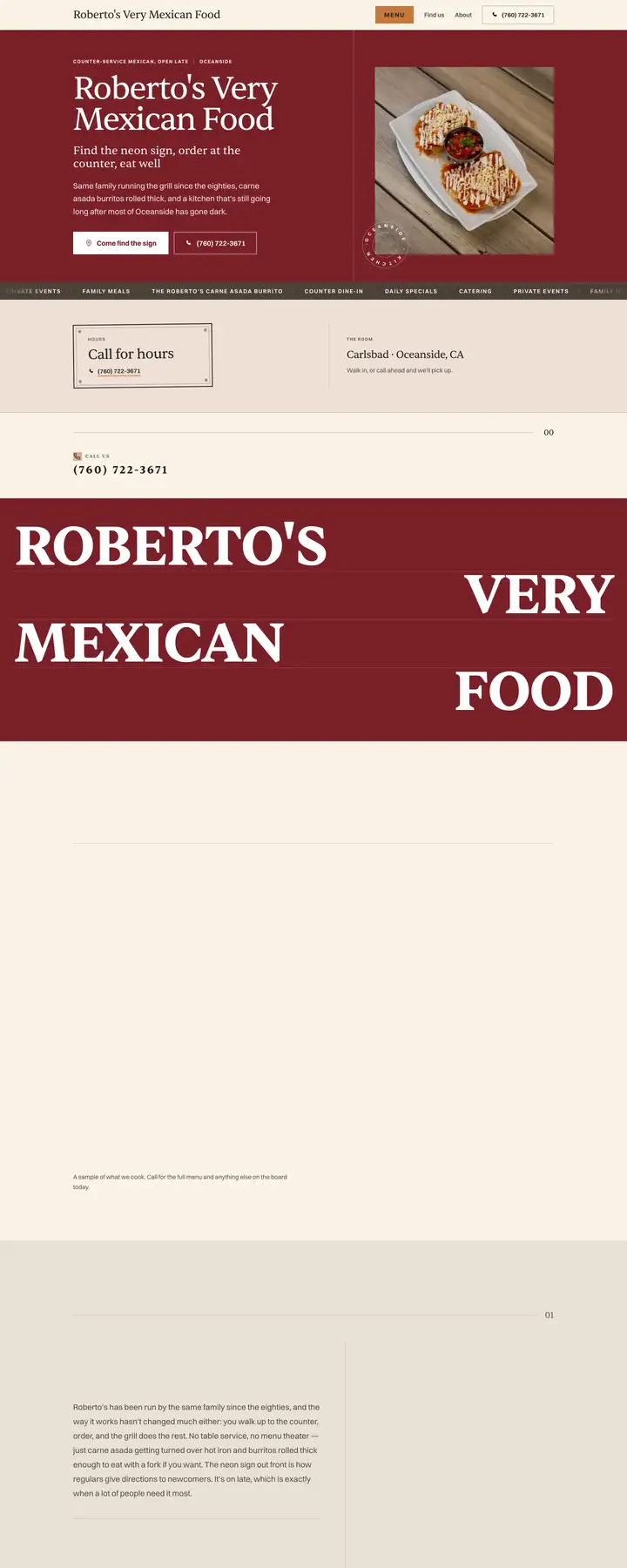 Free preview of a website for Roberto's Very Mexican Food, built by Ready StoreFront (not affiliated)