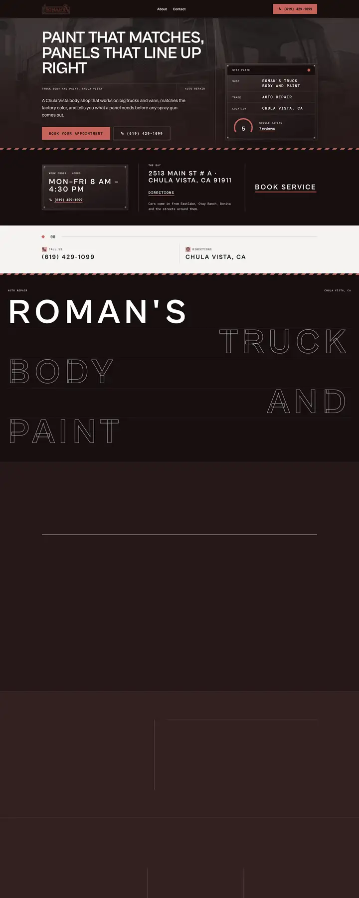 Free preview of a website for Roman's Truck Body and Paint, built by Ready StoreFront (not affiliated)