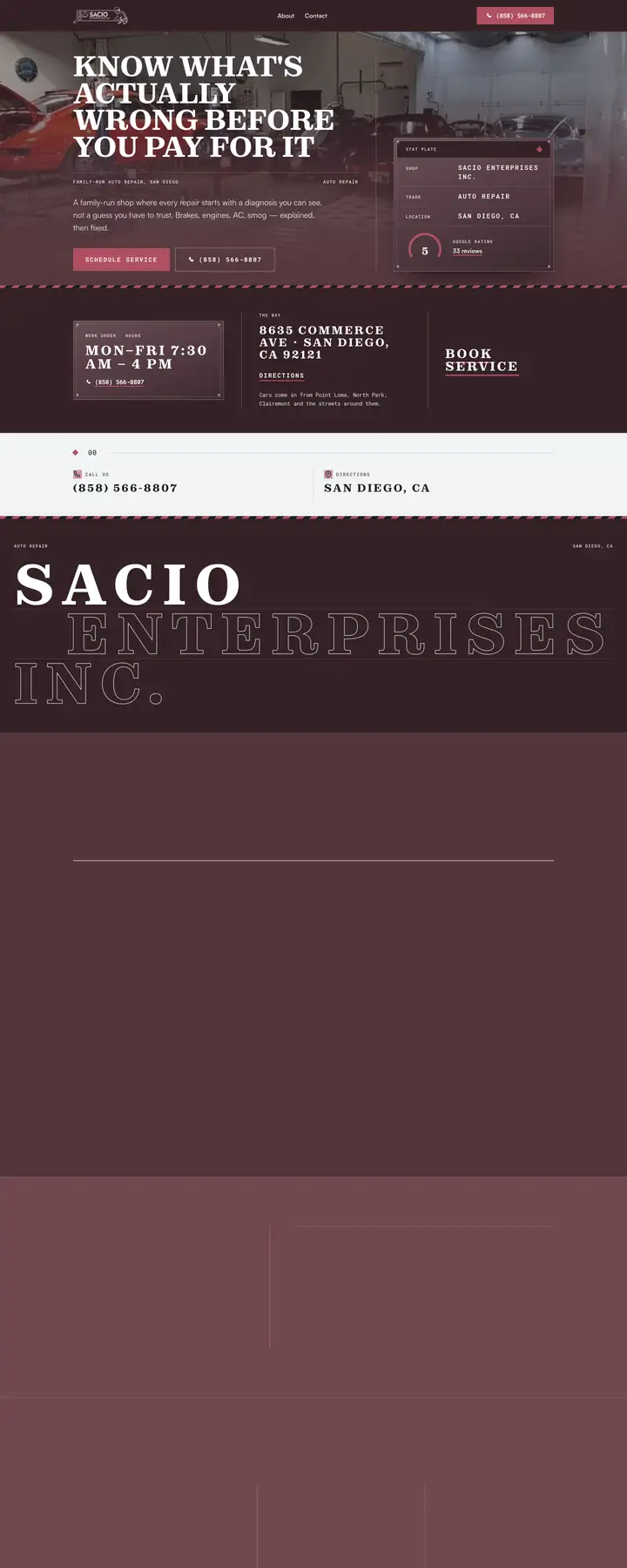 Free preview of a website for Sacio Enterprises, built by Ready StoreFront (not affiliated)