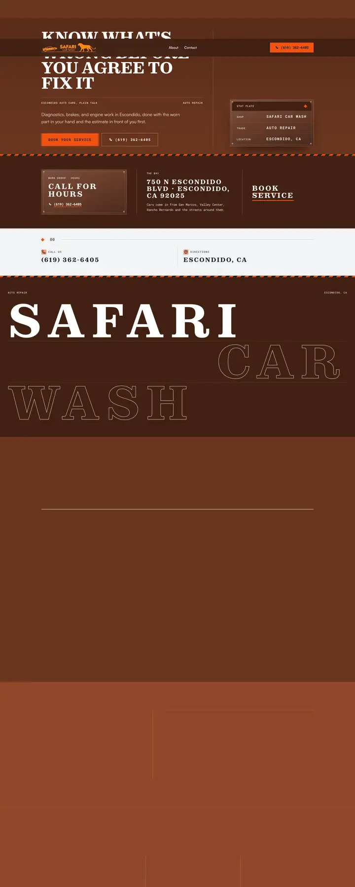 Free preview of a website for Safari Car Wash, built by Ready StoreFront (not affiliated)
