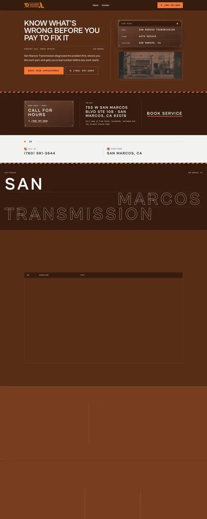 Free preview of a website for San Marcos Transmission, built by Ready StoreFront (not affiliated)