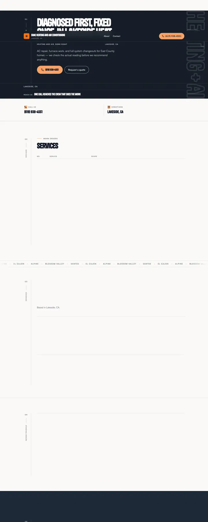 Free preview of a website for SDAC Heating and Air Conditioning, built by Ready StoreFront (not affiliated)