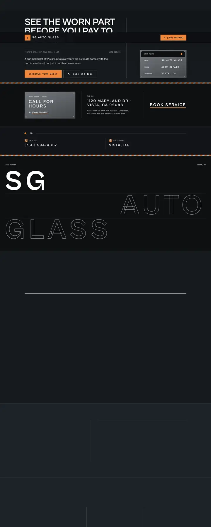 Free preview of a website for SG Auto Glass, built by Ready StoreFront (not affiliated)