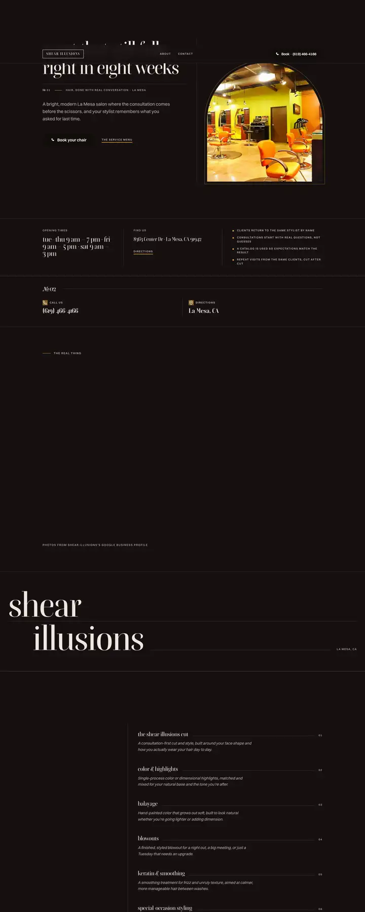 Free preview of a website for Shear Illusions, built by Ready StoreFront (not affiliated)