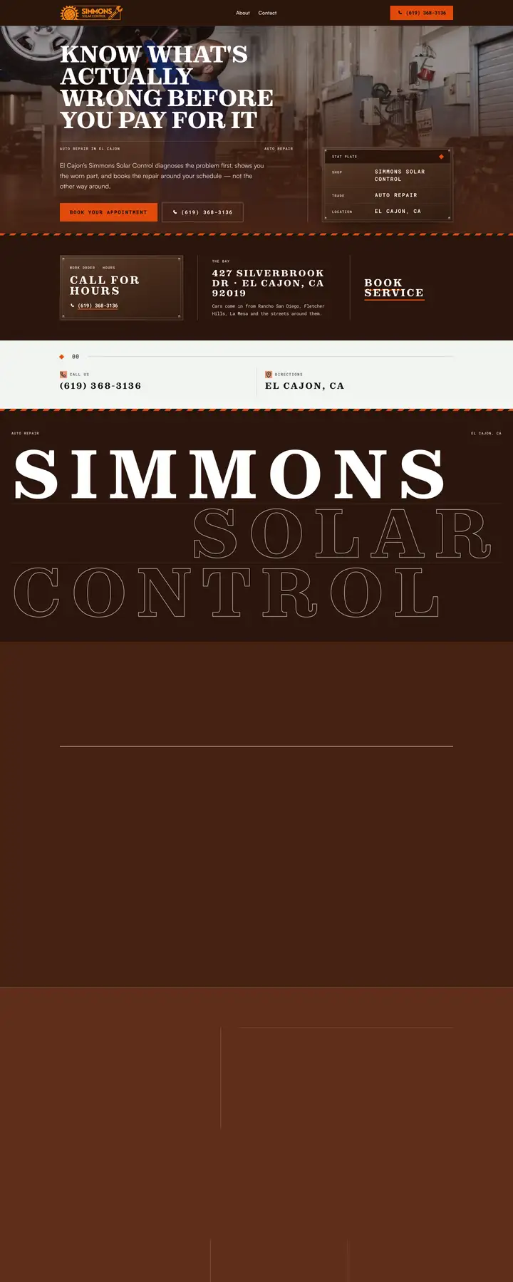 Free preview of a website for Simmons Solar Control, built by Ready StoreFront (not affiliated)