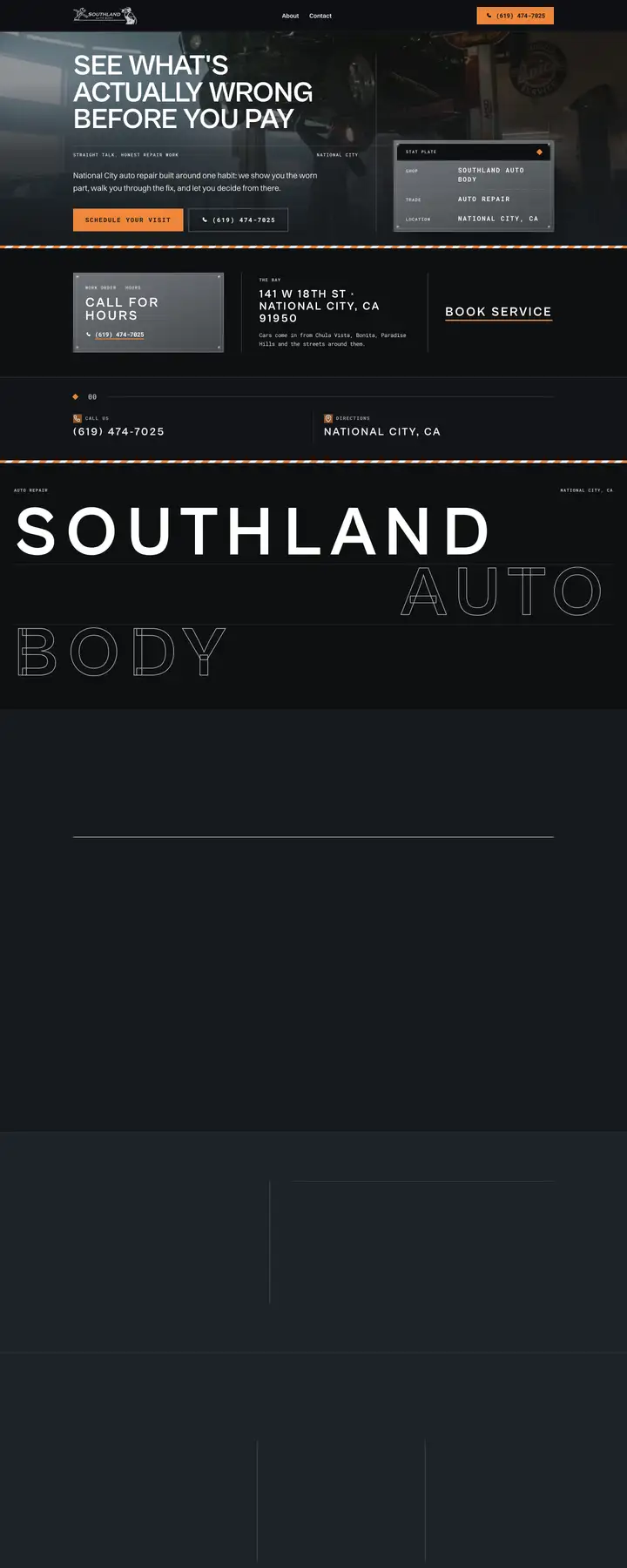 Free preview of a website for Southland Auto Body, built by Ready StoreFront (not affiliated)