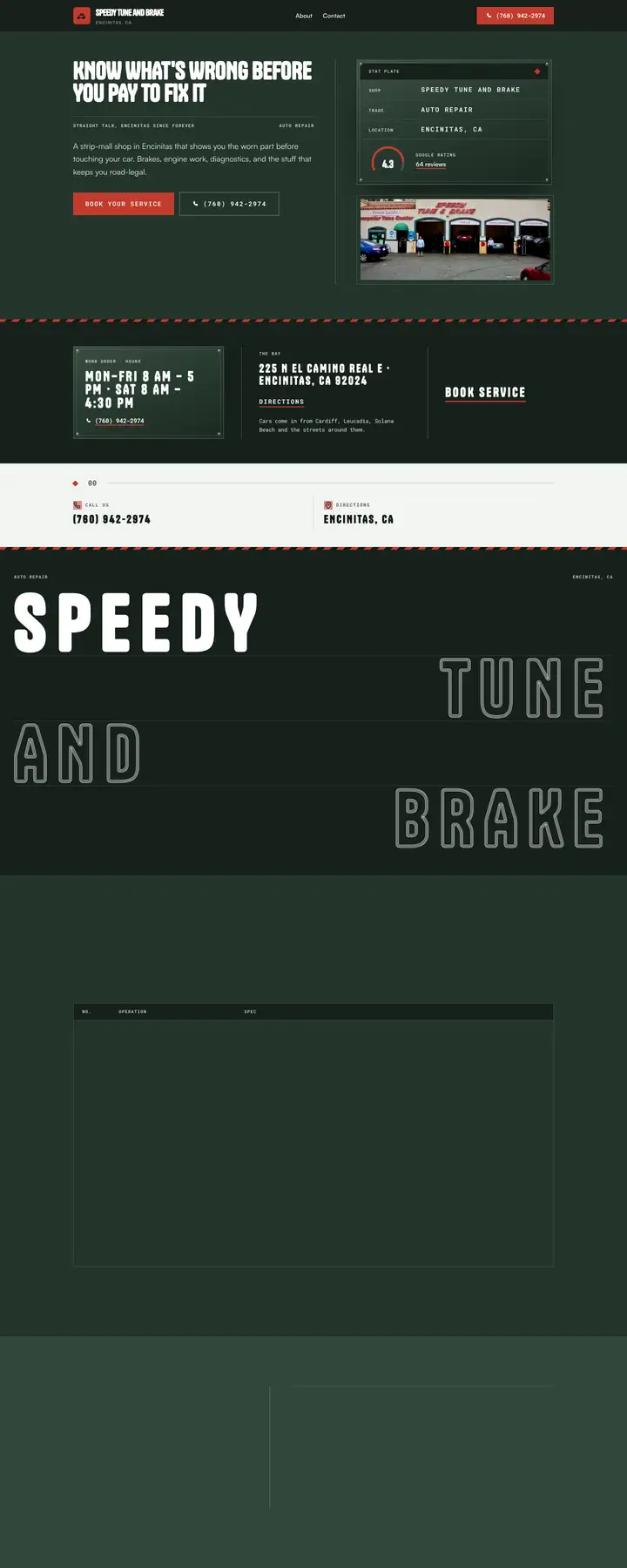 Free preview of a website for Speedy Tune and Brake, built by Ready StoreFront (not affiliated)