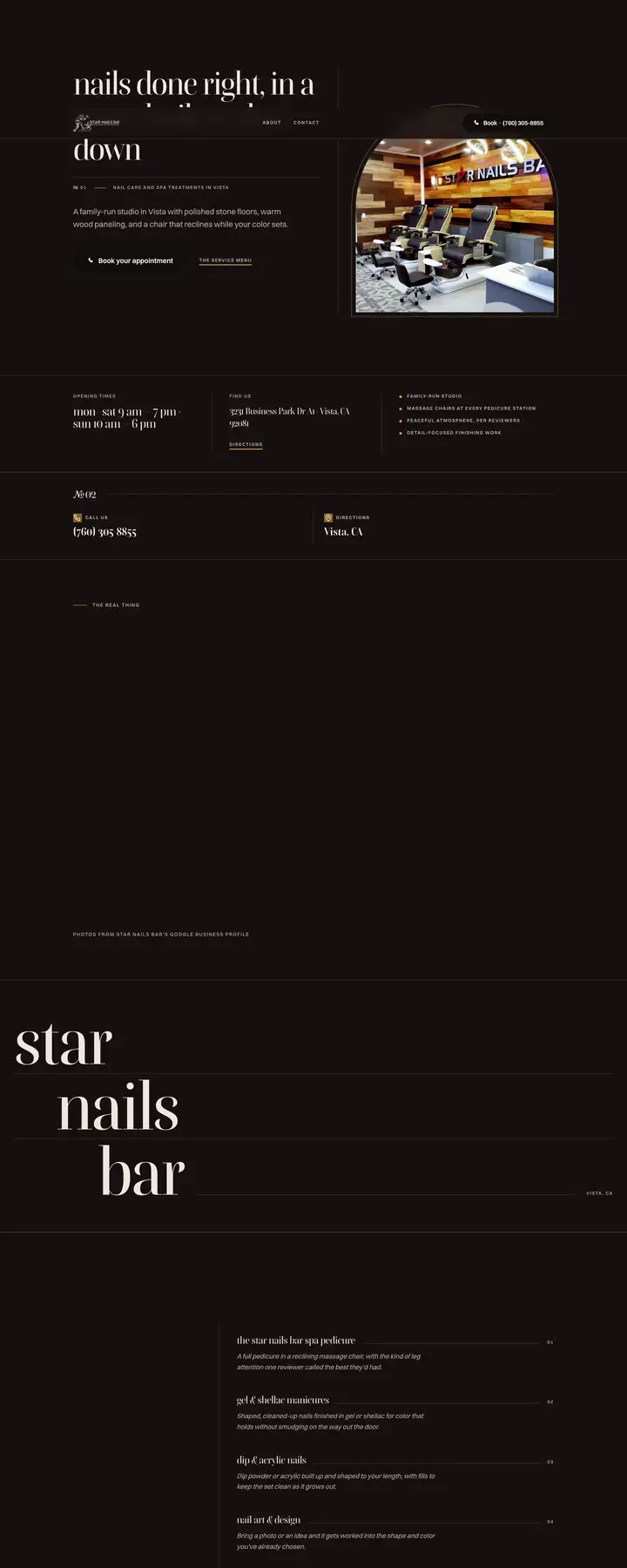 Free preview of a website for Star Nails Bar, built by Ready StoreFront (not affiliated)