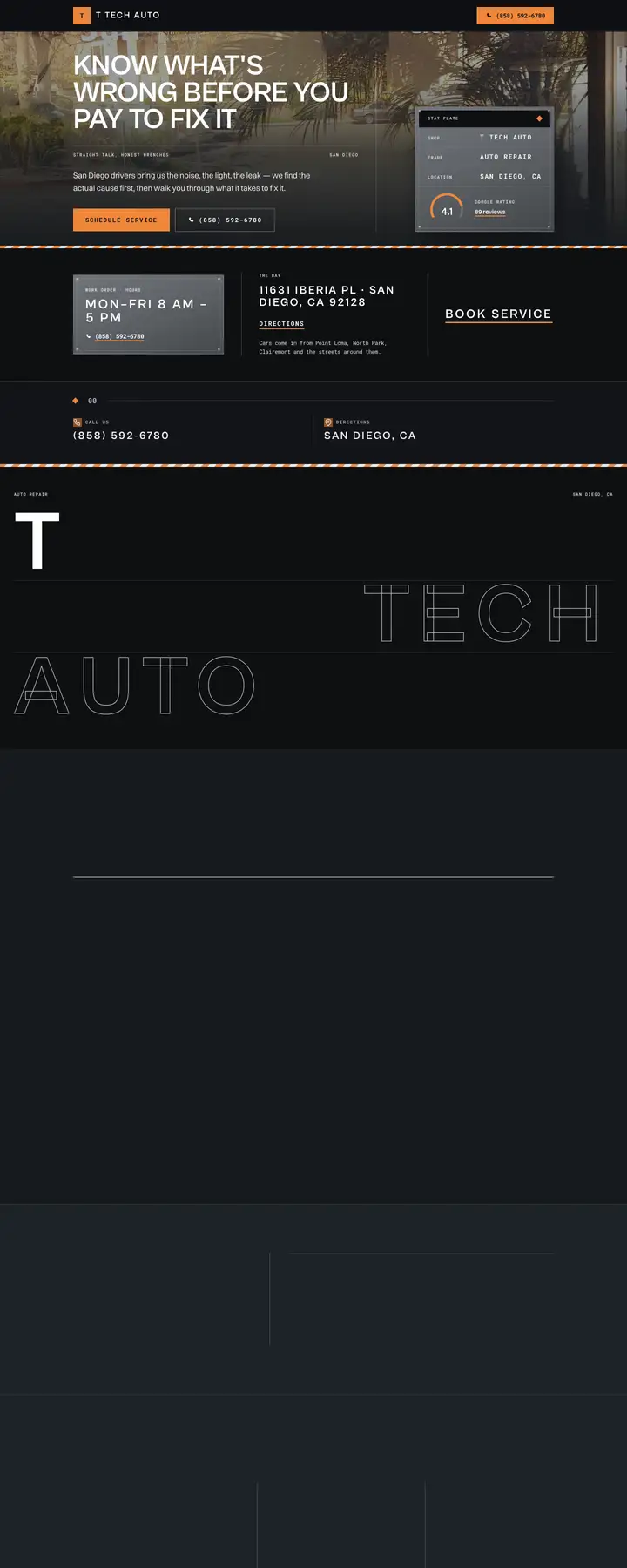 Free preview of a website for T Tech Auto, built by Ready StoreFront (not affiliated)