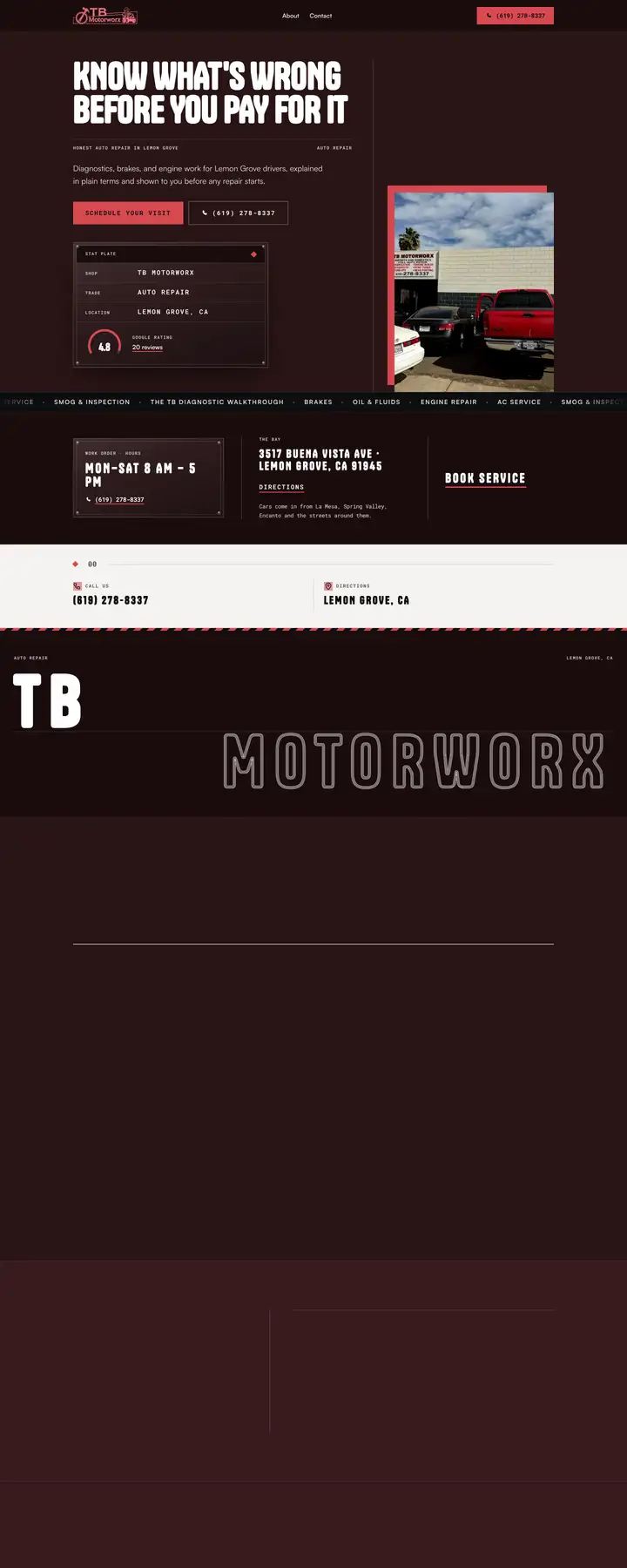 Free preview of a website for TB Motorworx, built by Ready StoreFront (not affiliated)