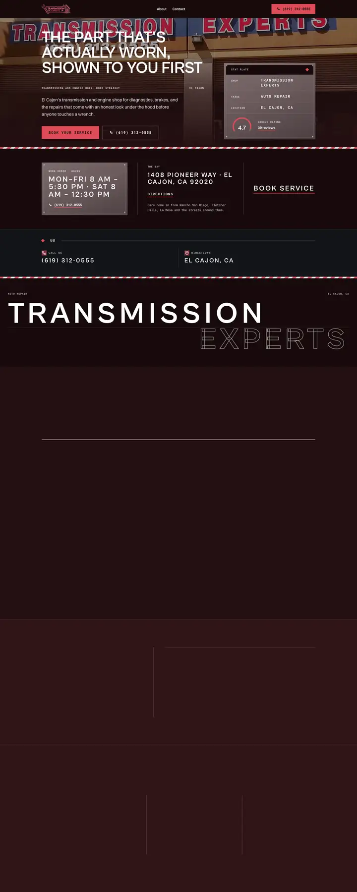 Free preview of a website for Transmission Experts, built by Ready StoreFront (not affiliated)