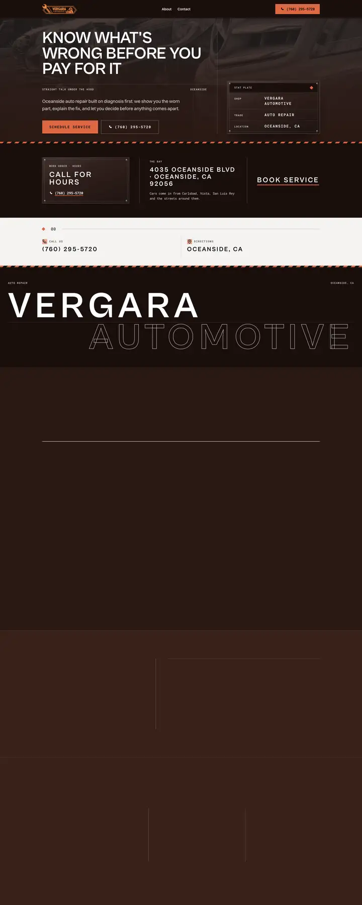 Free preview of a website for Vergara Automotive, built by Ready StoreFront (not affiliated)