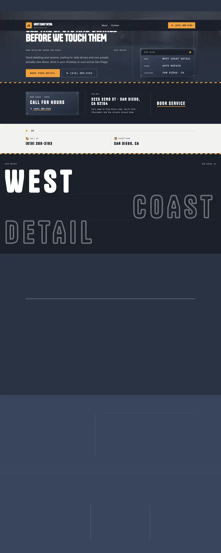 Free preview of a website for West Coast Detail, built by Ready StoreFront (not affiliated)